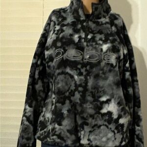 Bebe Women's Tie-Dye Black and Gray Teddy Jacket